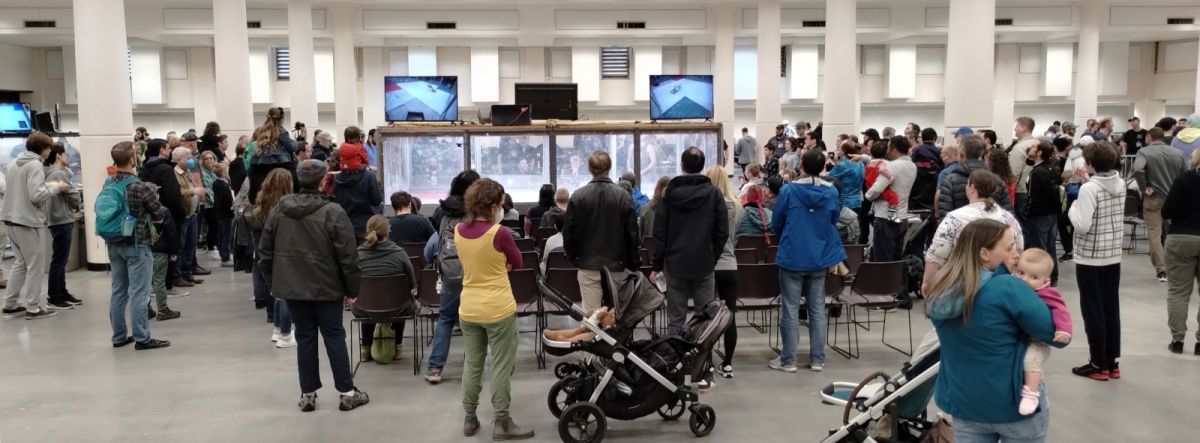 A match at the 2023 Robot Combat League Championship in Seattle, WA, USA.